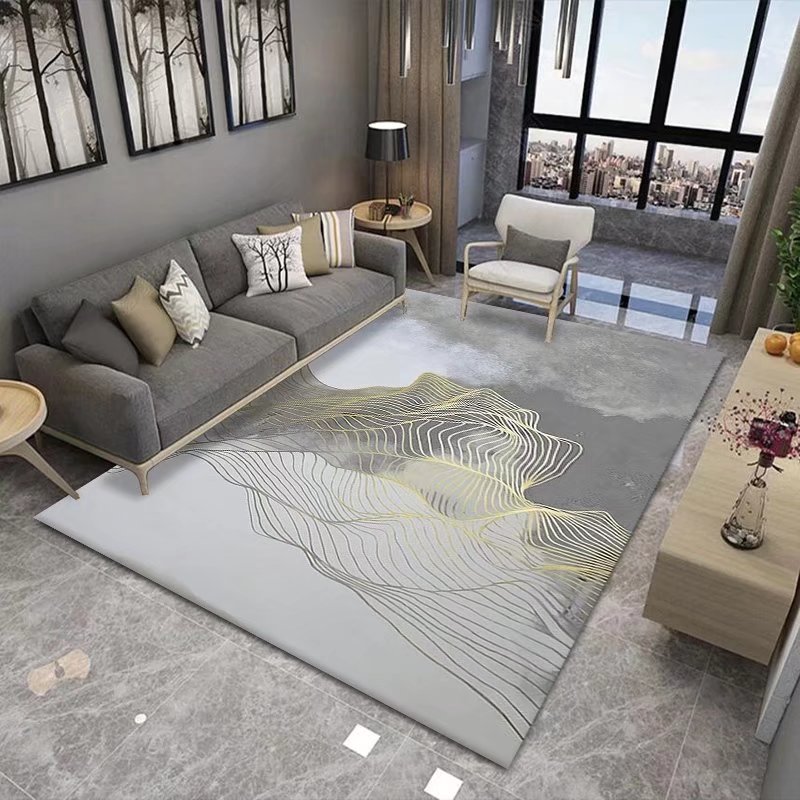 Custom Living Room Luxurious Abstract Style 3d Printed Carpets and Rugs for Living Room Bedroom Soft Low Pile