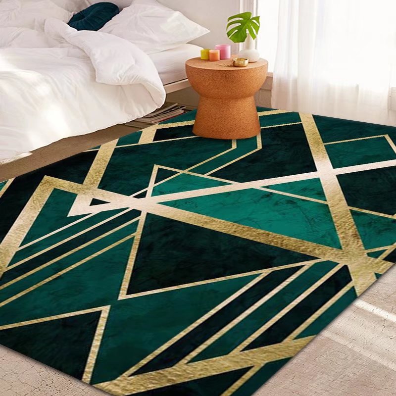 Green Color Shinny Diamond HD Velvet Carpet Home Decor Room Carpet Luxury Carpets New Latex Artifical Leather Anti-slip Backing