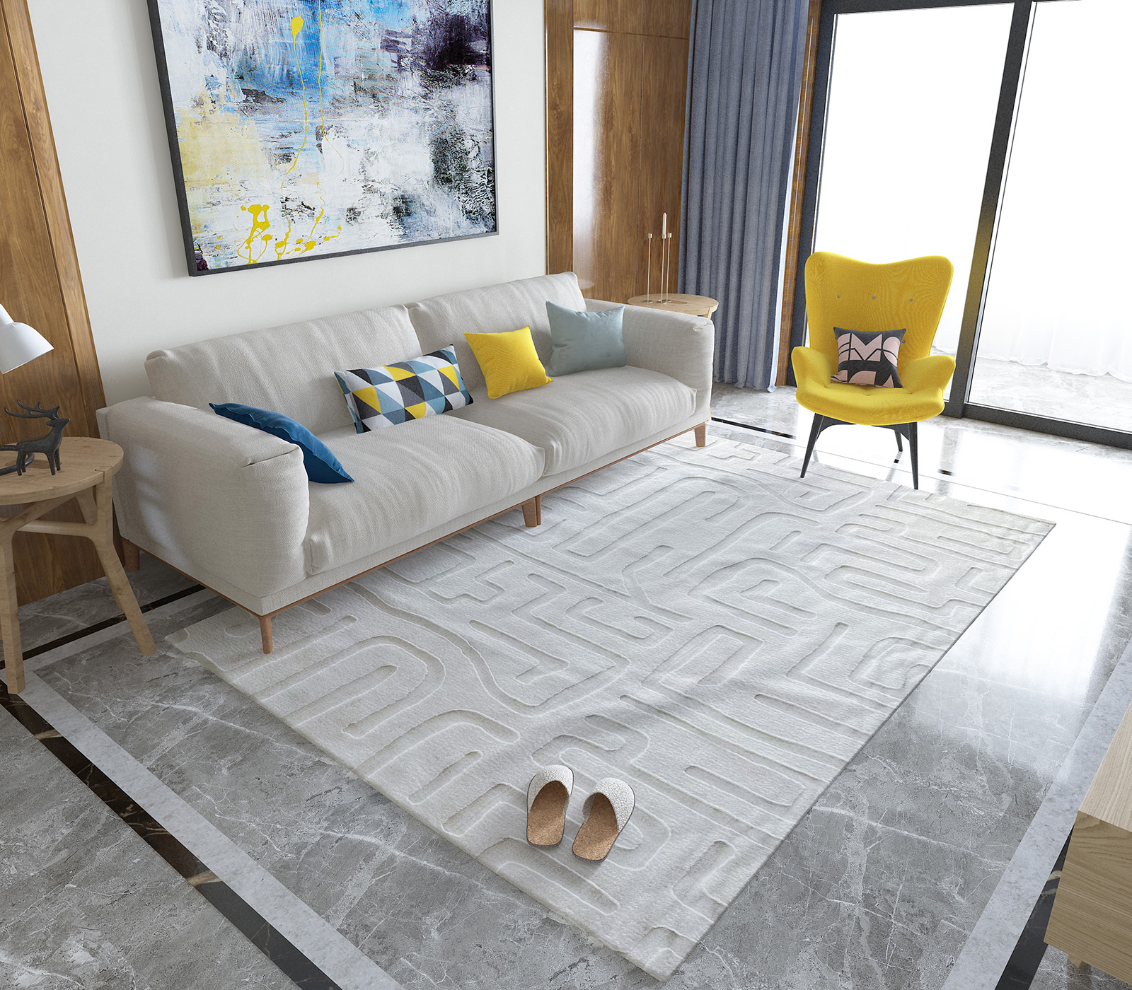 Jacquard Faux Fur Carpet Super-Soft Luxurious Nordic-style Plain Color