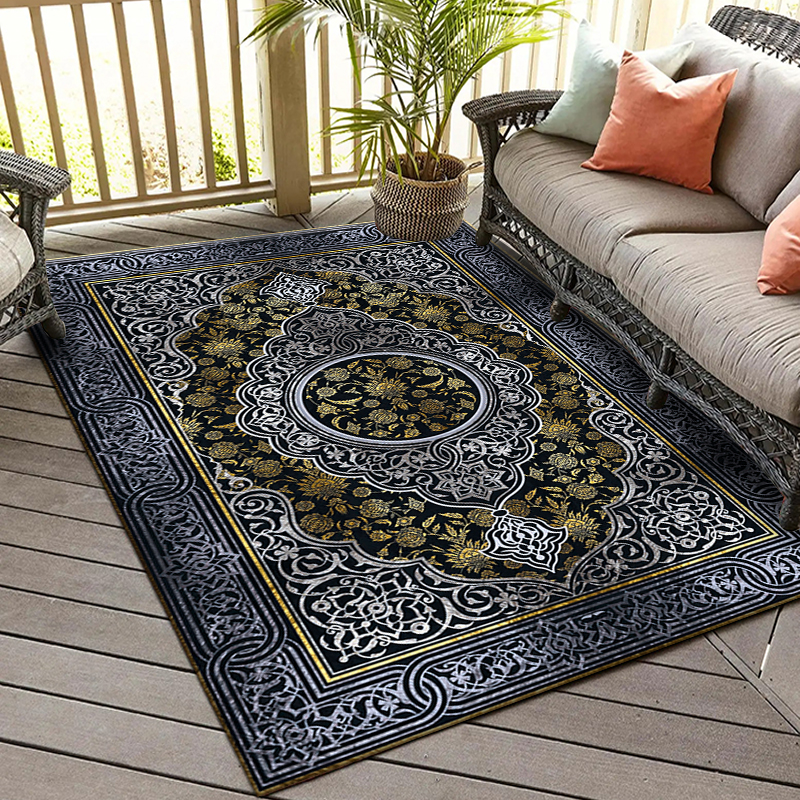 New Design 3D Printed Custom Carpet Bright gold vintage Persian luxury modern style non-slip KELARE velvet Carpet